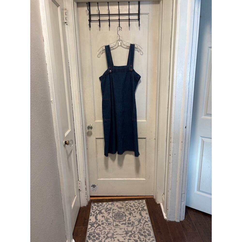 Vintage Overall Midi Western Farm Girl Streetwear Denim Jean Dress Small